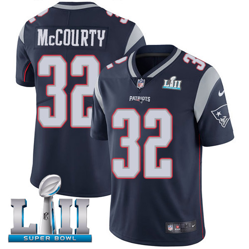Nike Patriots #32 Devin McCourty Navy Blue Team Color Super Bowl LII Youth Stitched NFL Vapor Untouchable Limited Jersey